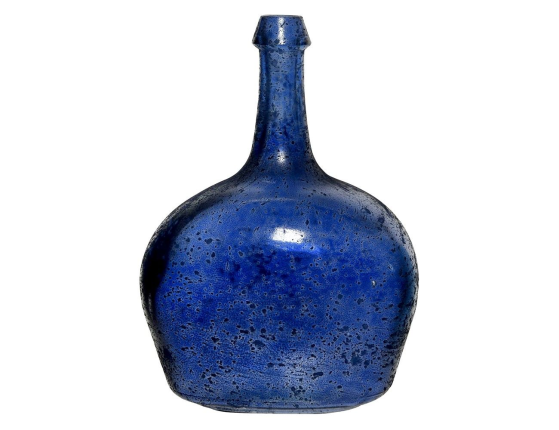 Декоративная ваза-бутыль ОЛКИОН, стекло, синяя, 26 см