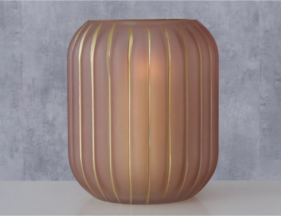 Стеклянная ваза ЛАЛИЯ, пудрово-розовая, 20 см
