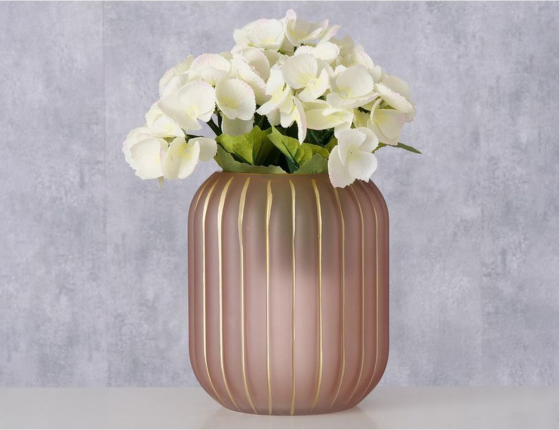 Стеклянная ваза ЛАЛИЯ, пудрово-розовая, 20 см