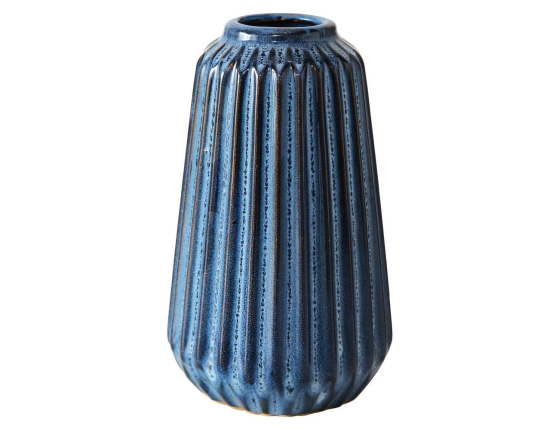 Керамическая ваза ВЕЧЕРНЯЯ АКВАРЕЛЬ, трапециевидная, тёмно-голубая, 15 см