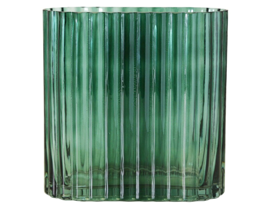 Стеклянная ваза ТУЛЬПЕ, темно зелёная, 9х18 см