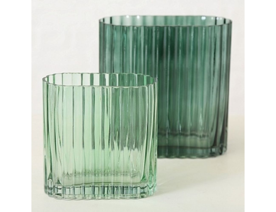 Стеклянная ваза ТУЛЬПЕ, темно зелёная, 9х18 см