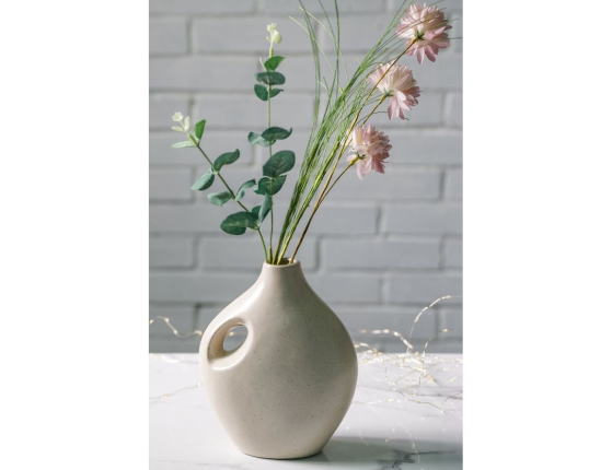 Декоративная ваза-кувшин ЛЕБРОК, фарфор, бежевый, 20х16 см