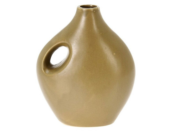 Декоративная ваза-кувшин ЛЕБРОК, фарфор, оливковый, 20х16 см