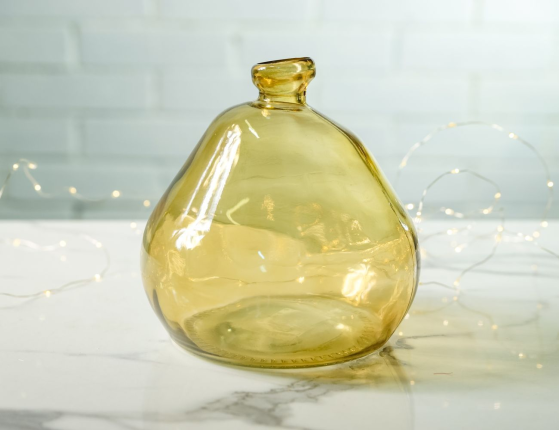 Ваза-бутыль АНИВЭН, стекло, желтая, 19 см