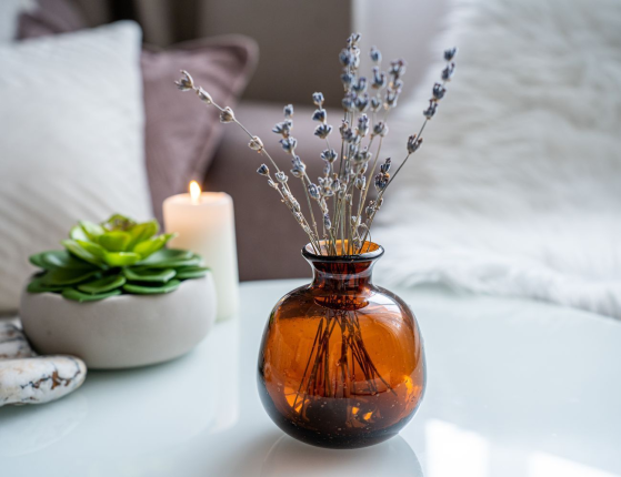 Декоративная ваза СЕСИЛЬ, стекло, янтарная, 11х10 см