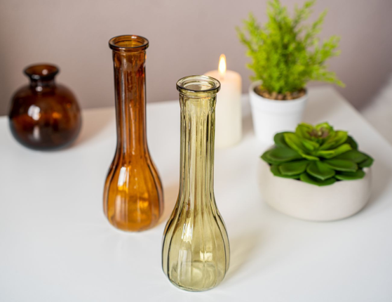 Декоративная ваза АРМЭЛЬ, стекло, оливковая, 22 см
