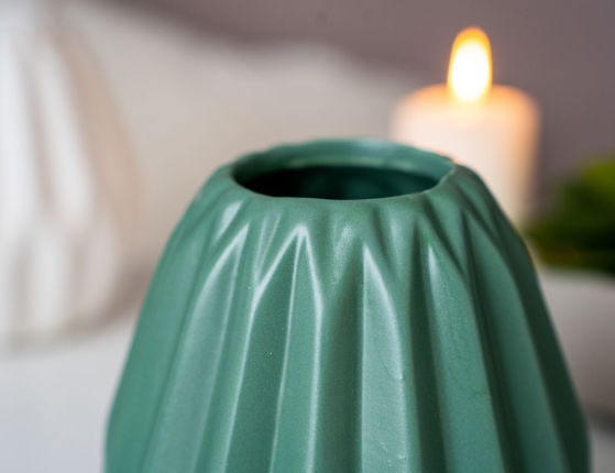 Керамическая ваза МИНЕРАЛЕ малая, зеленая, 14 см