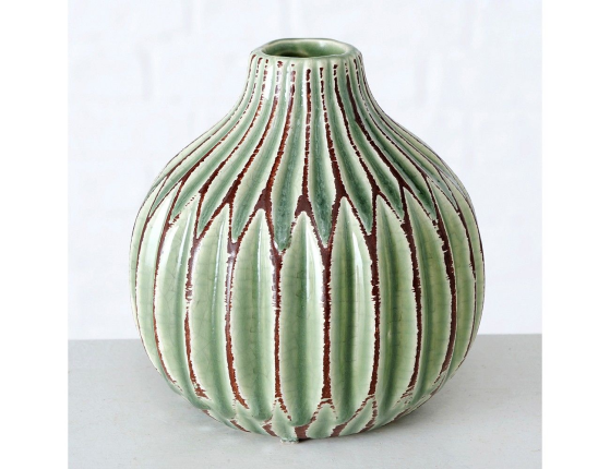 Керамическая ваза ЛОГОРАМЕНТО округлая, светло-зеленая, 12 см