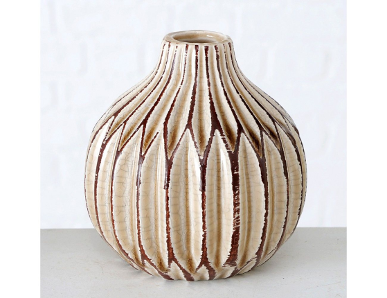 Керамическая ваза ЛОГОРАМЕНТО округлая, светло-коричневая, 12 см