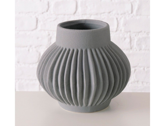 Керамическая ваза ЛАНТЕРНА, серая, 18 см