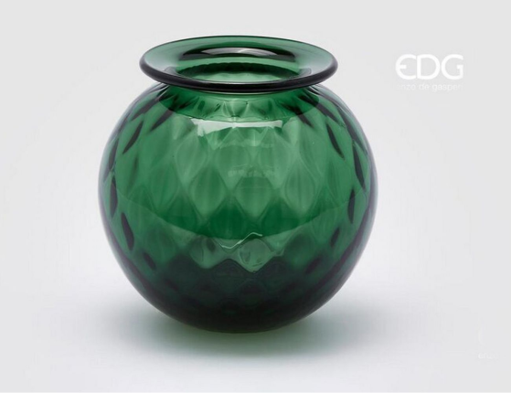 Стеклянная ваза ПАЛЛА ЭСТЕТИКО, зелёная, 15 см