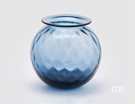 Стеклянная ваза ПАЛЛА ЭСТЕТИКО, голубая, 20 см