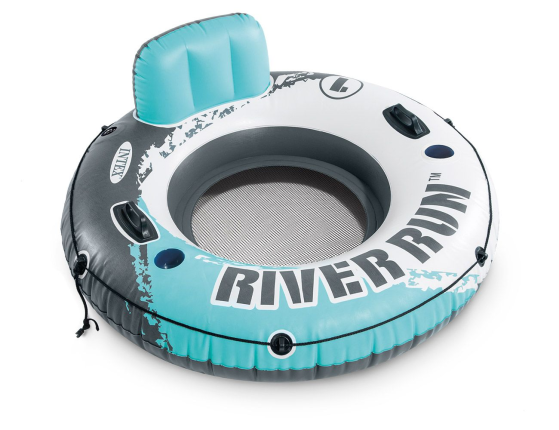 Надувной круг Intex River Run бирюзовый с сетчатым дном, диаметр 135 см
