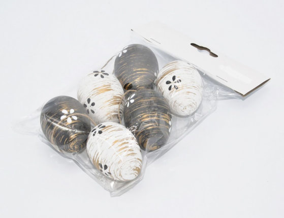 Декоративные пасхальные яйца 'В СОЛНЕЧНОМ ВИХРЕ', пластик, 6 см, 6 шт., подвески
