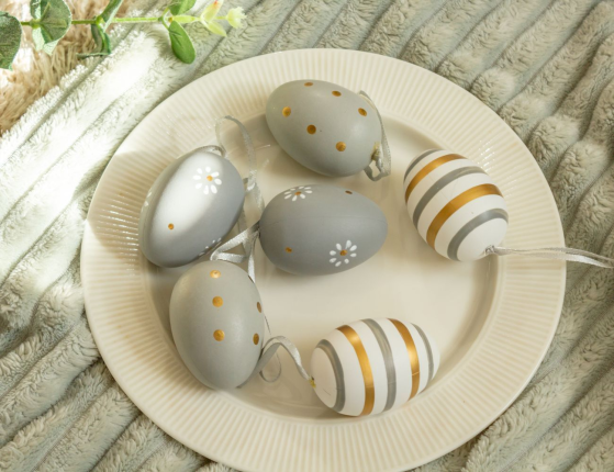 Декоративные пасхальные яйца СВЕТЛЫЙ ДЕНЬ, пластик, 6 см, 6 шт., подвески