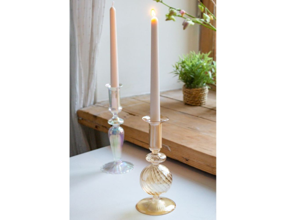 Подсвечник для столовой свечи РИГЕ СФЕРА, стекло, янтарный, 19 см