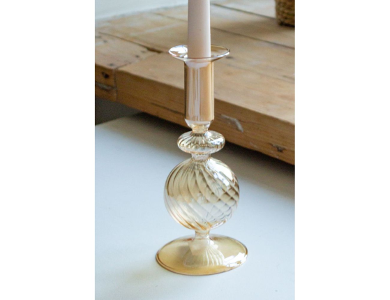Подсвечник для столовой свечи РИГЕ СФЕРА, стекло, янтарный, 19 см