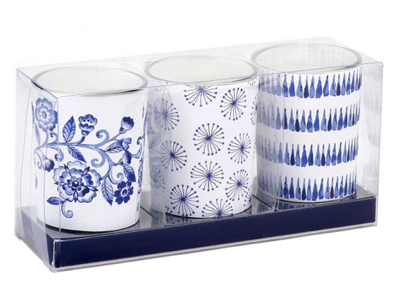 Набор декоративных свечей в стаканах ДЕЛФТ: ТРАДИЦИИ, 6х5 см, 3 шт.