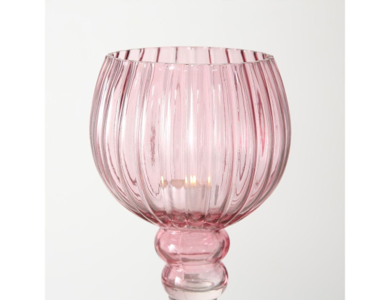 Набор подсвечников-бокалов ОККИАЛИ, стекло, розовый, 30-40 см, 3 шт.