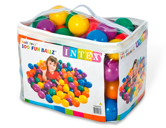 Набор из 100 разноцветных пластиковых шаров 8 см в мешке для переноски INTEX