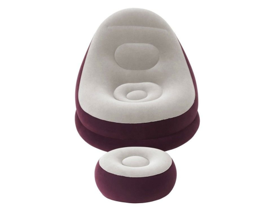 Надувное кресло Comfort Cruiser Inflate-A-Chair, бордовый, 121х100х86 см, с пуфиком 54х54х26 см, BestWay
