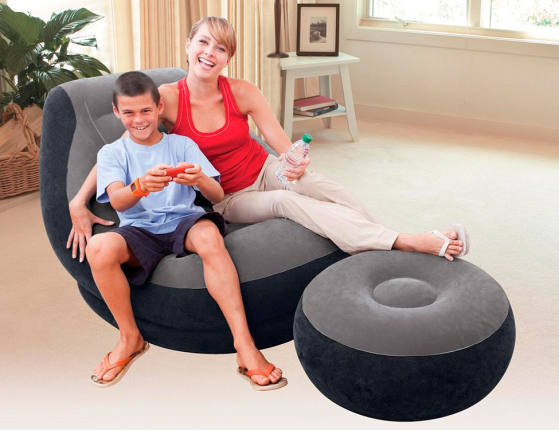 Надувное кресло Intex Ultra Lounge 99х130х76 см с пуфиком 64х28 см